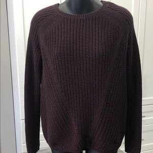 H&M Women’s Cable Knit Crewneck Sweater | XS | Dark Plum